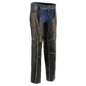 Milwaukee Leather Chaps Womens Black Premium Rubbed Seams Accented Lace  MLL6527